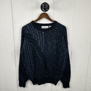 Vintage 90's Michael Gerald Navy & Black Knit Sweater Medium